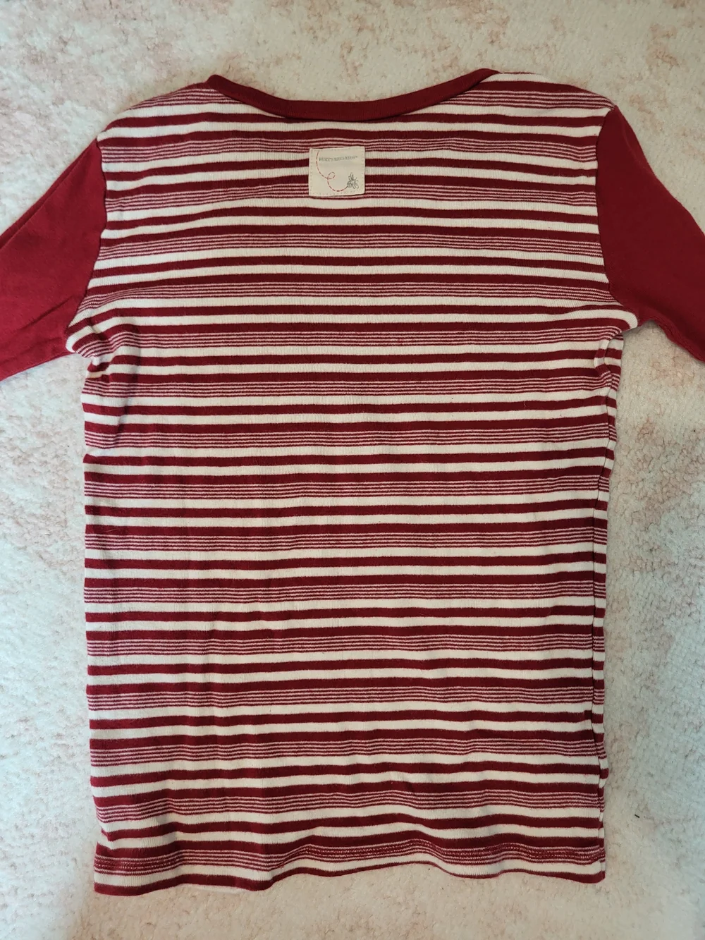 Burt's Bees Maroon and White Striped Long Sleeve Pajama Set